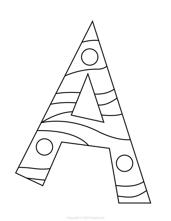 Letra A Con Lineas Y Circulos coloring page for children