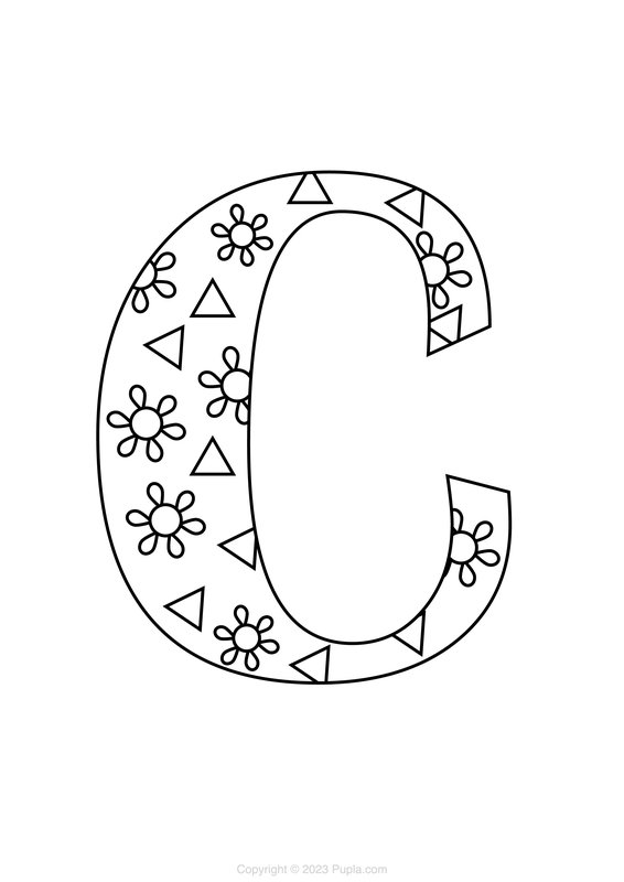 Letra C Con Flores coloring page for children