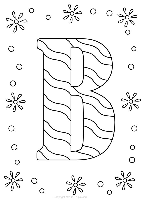 Letter B met golvend patroon coloring page for children