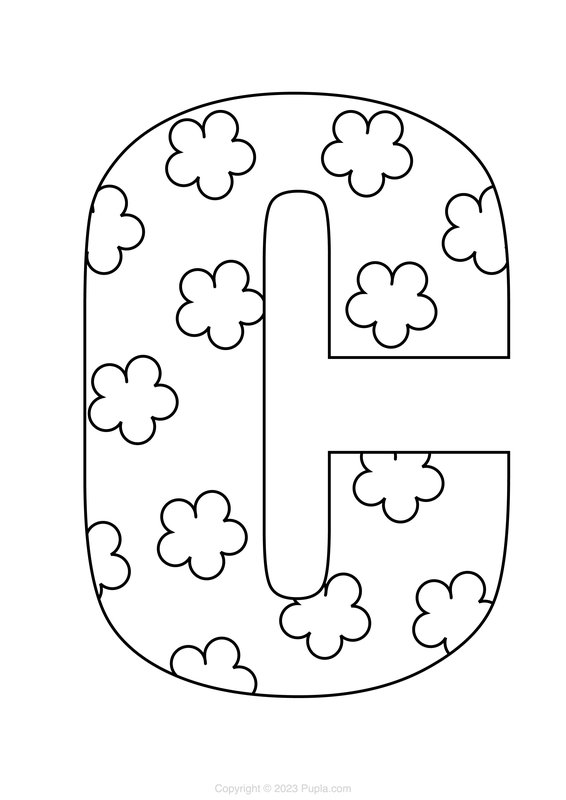 Letter C Met Wolken coloring page for children