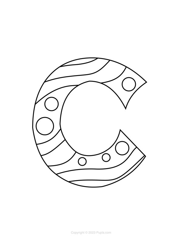 Letter C With Lines And Circles coloring page for children