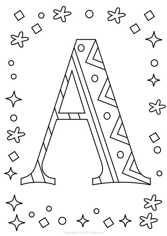 Lettre A Avec Un Motif coloring page for children