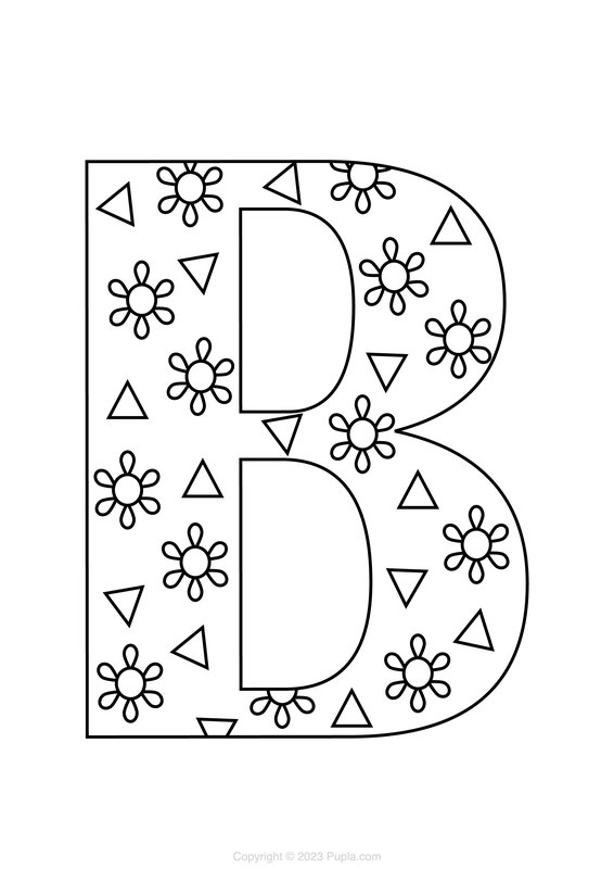 Lettre B Avec Fleurs coloring page for children