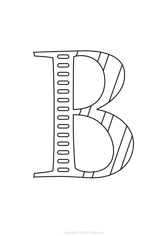 Lettre B Avec Lignes coloring page for children
