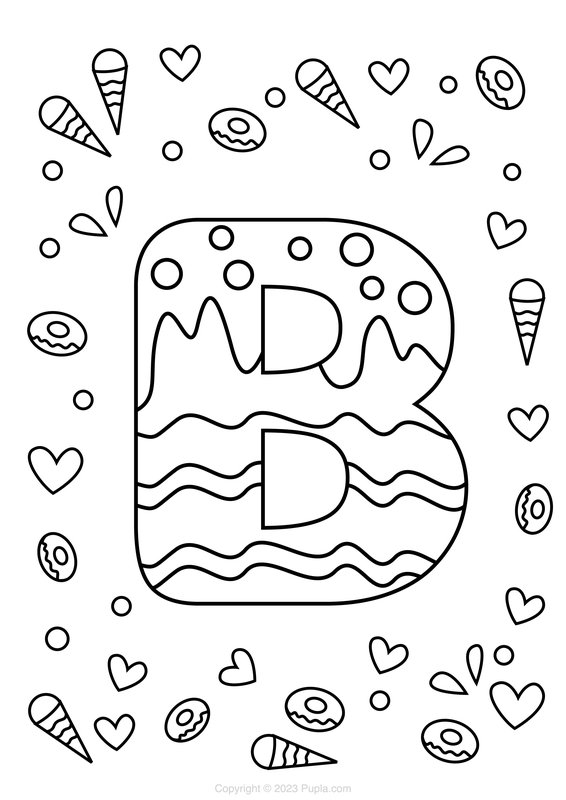 Lettre B Ice Cream Style coloring page for children