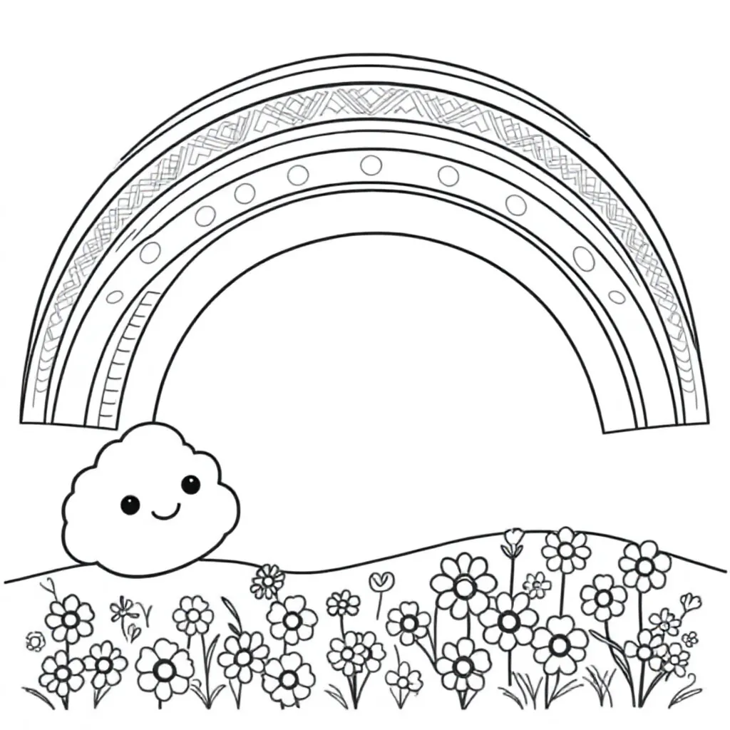 Feuille de coloriage gratuite arc-en-ciel amusante pour enfants