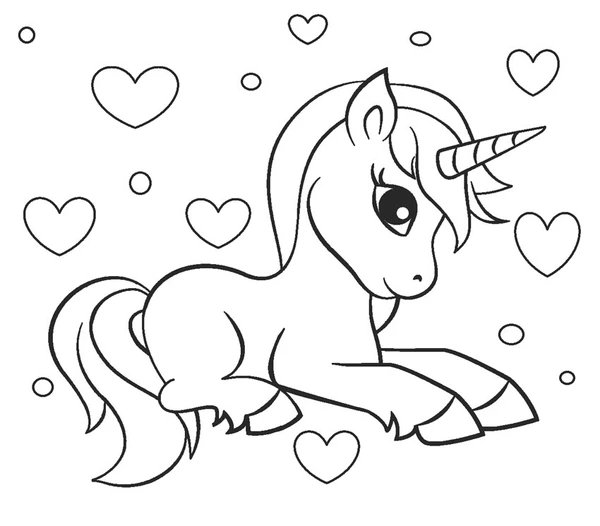 Licorne Avec Des Coeurs coloring page for children