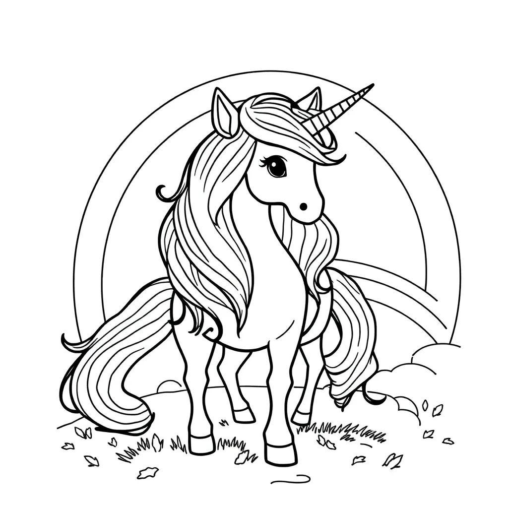 Lieve Eenhoorn Fantasie Magisch Schattig coloring page for children