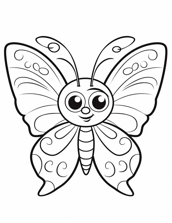 Lieve Vlinder Met Grote Ogen coloring page for children