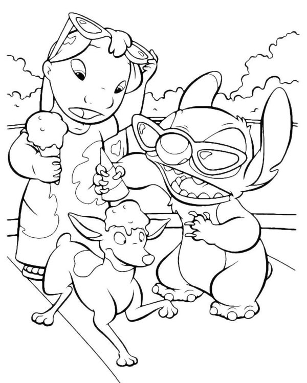 Coloring Page Lilo & Stitch Frozen Ice
