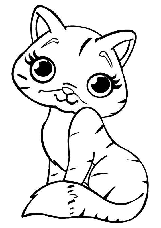 Lindo Gatito Sentado coloring page for children