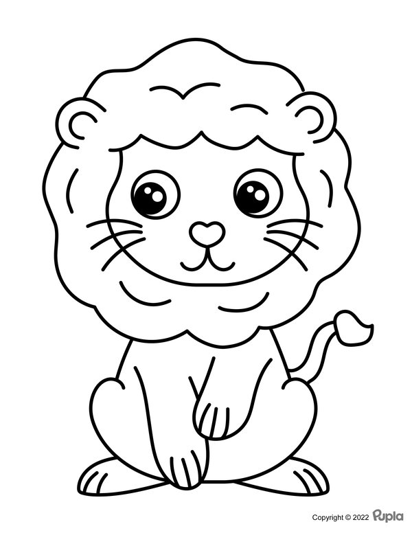 Lion Facile Et Mignon coloring page for children