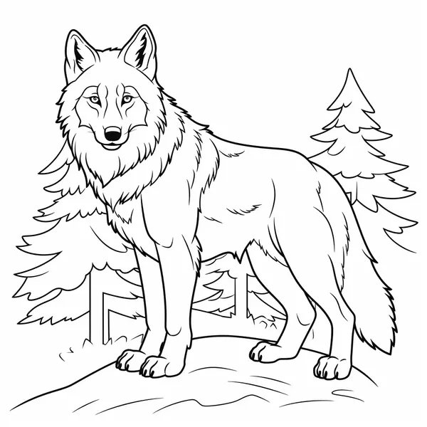 Loup Regardant La Camera coloring page for children