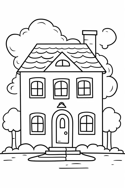 Maison Avec De Nombreuses Fenetres coloring page for children