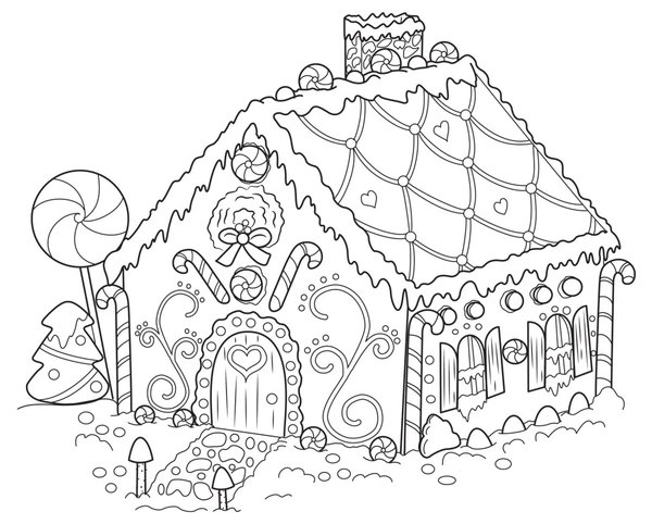 Maison De Noel En Pain D Epices coloring page for children