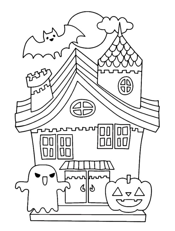 Maison Effrayante Halloween coloring page for children