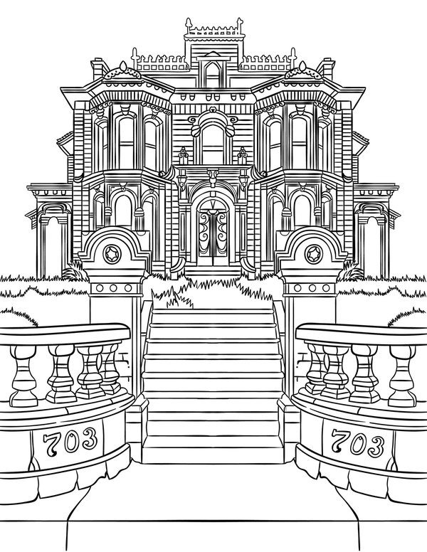 Maison Victorienne Avec Escalier coloring page for children