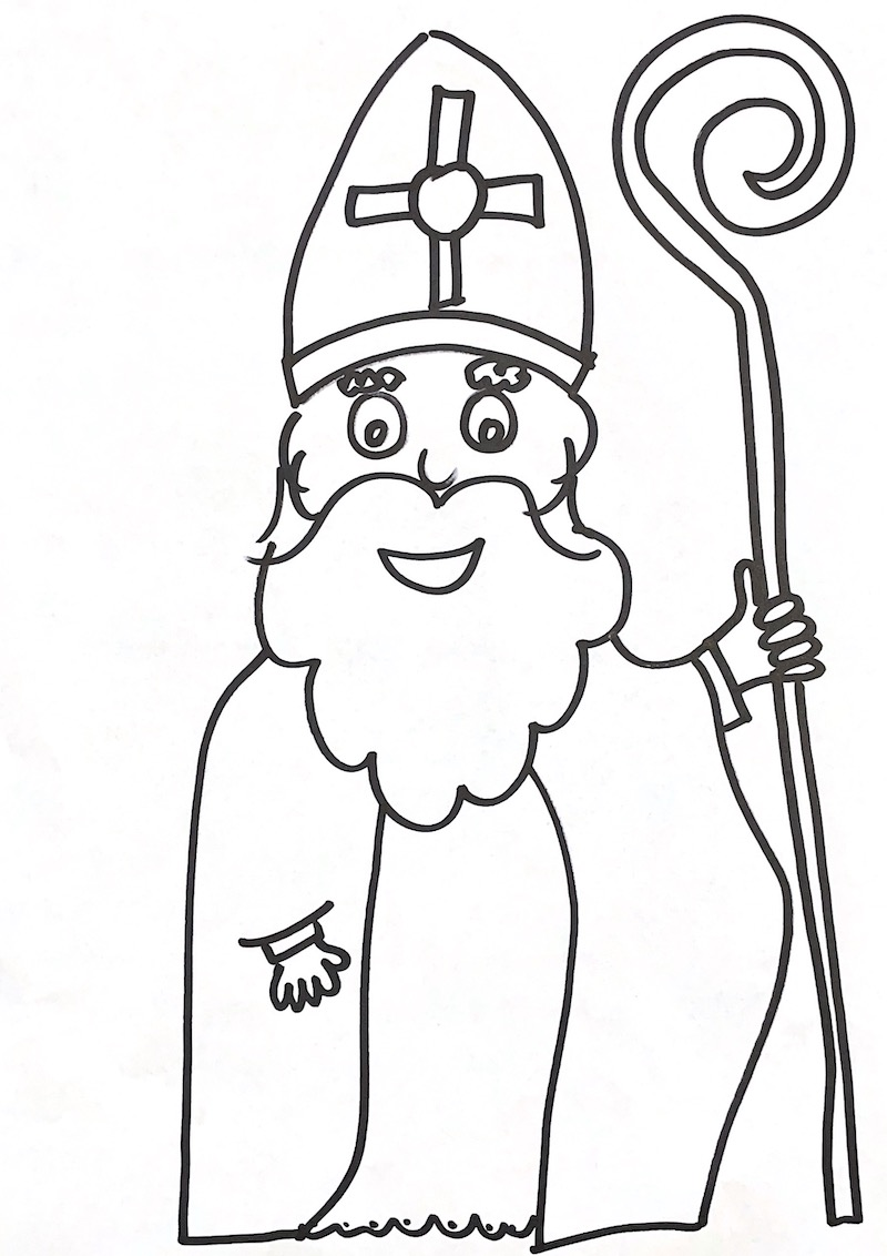 Feuille de coloriage gratuite et facile Saint-Nicolas coloriage pour enfants