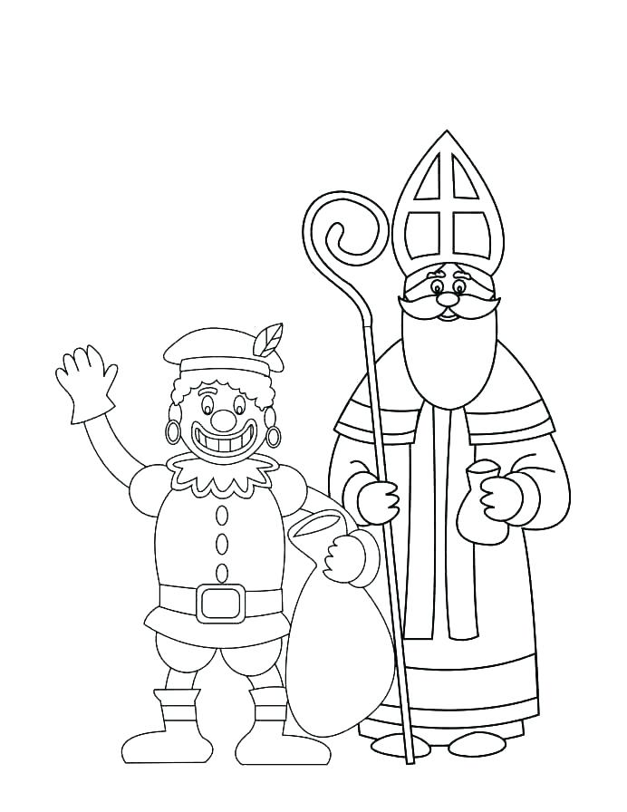 Feuille de coloriage gratuite de Sinterklaas facile  Feuille de coloriage pour enfants