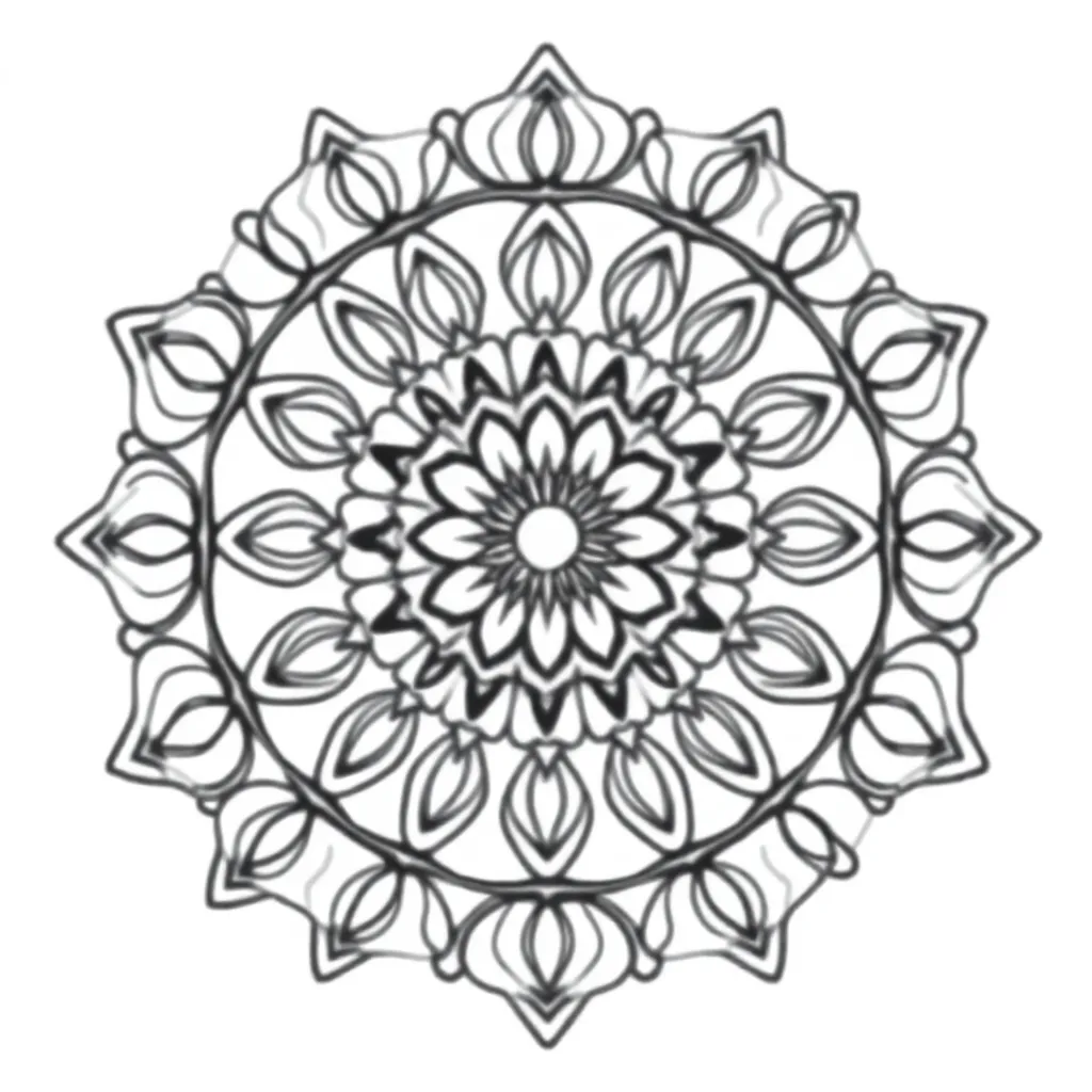 Mandala Symmetrisch Meditatief Oosters Ontspanning coloring page for children