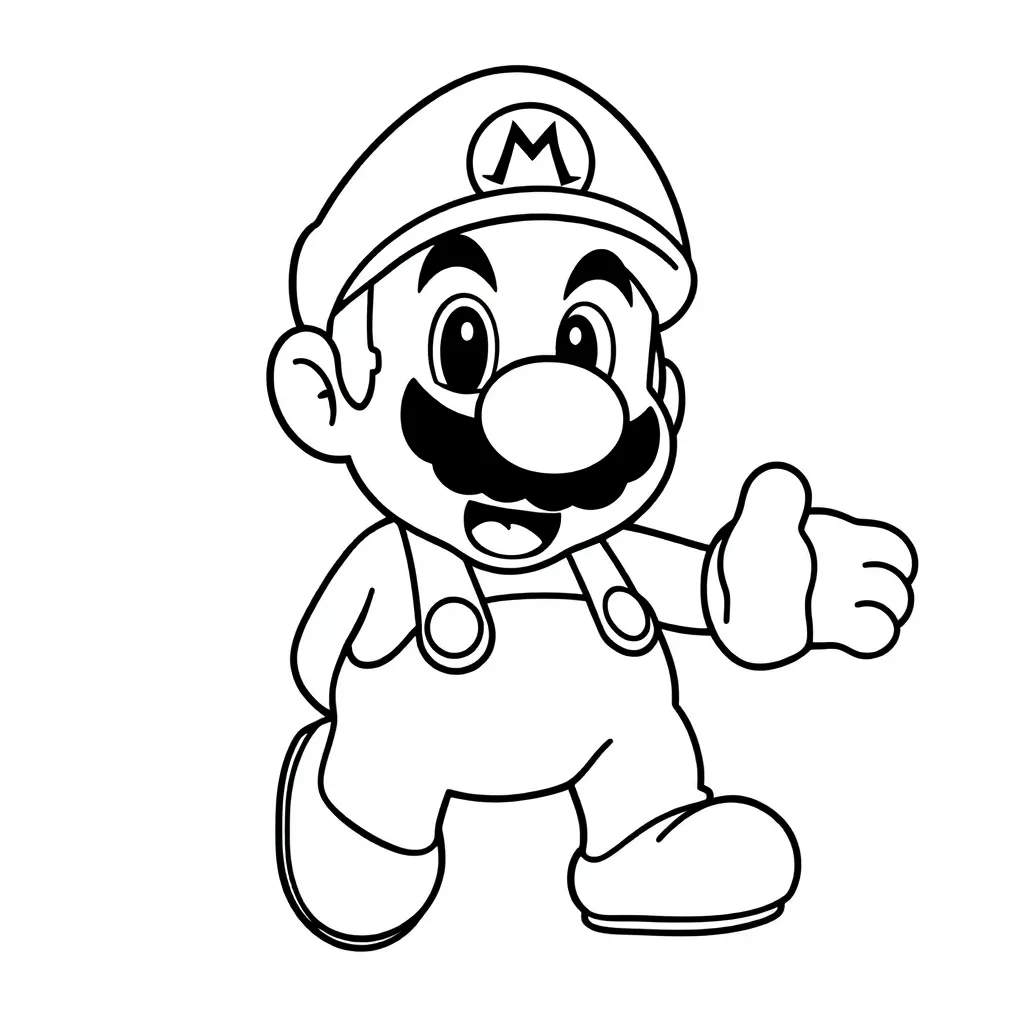 Plantilla de Coloreado Gratis Aventura de Mario Personaje Nintendo Creativo Plantilla de Coloreado