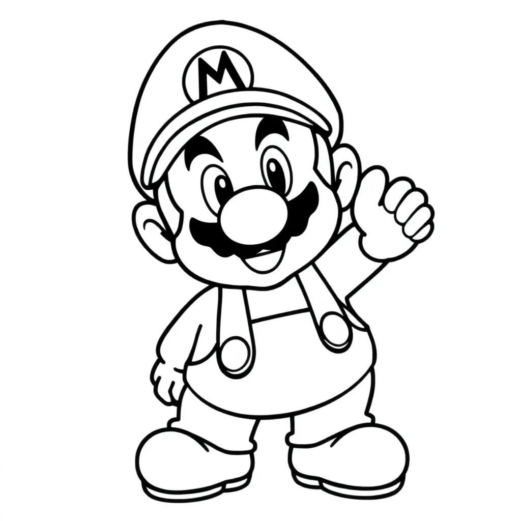Plantilla de Coloreado Gratis Aventura de Mario Personaje Nintendo Creativo Plantilla de Coloreado