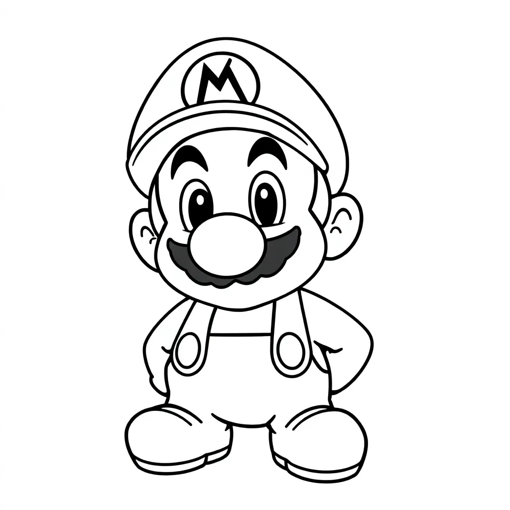 Plantilla de Coloreado Gratis Aventura de Mario Personaje Nintendo Creativo Plantilla de Coloreado