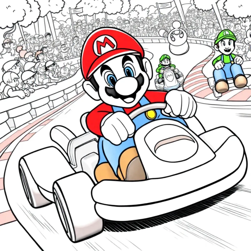 Feuille de coloriage gratuite Mario Kart pour enfants