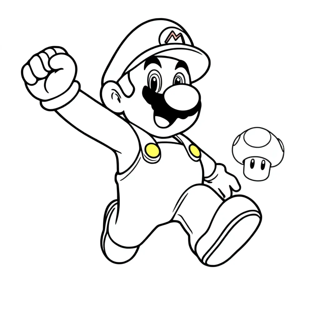 Feuille de coloriage gratuite Mario pour enfants