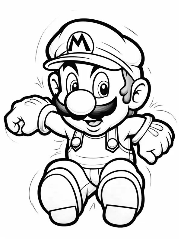 Plantilla de colorear Mario Saltando