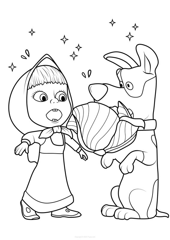 Masha En Hond coloring page for children