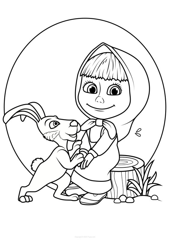 Plantilla para colorear Masha y el Conejo