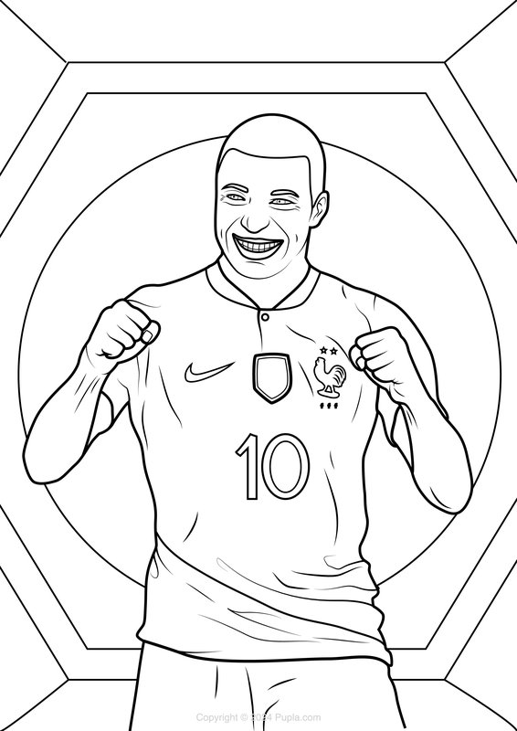Coloring page Mbappe France Celebrating