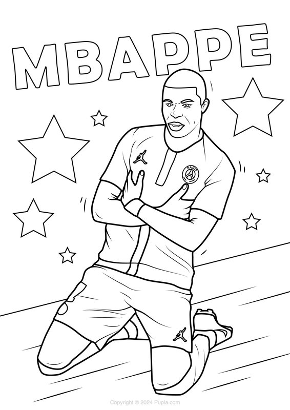 Mbappe Knee Slide Celebration coloring page for children