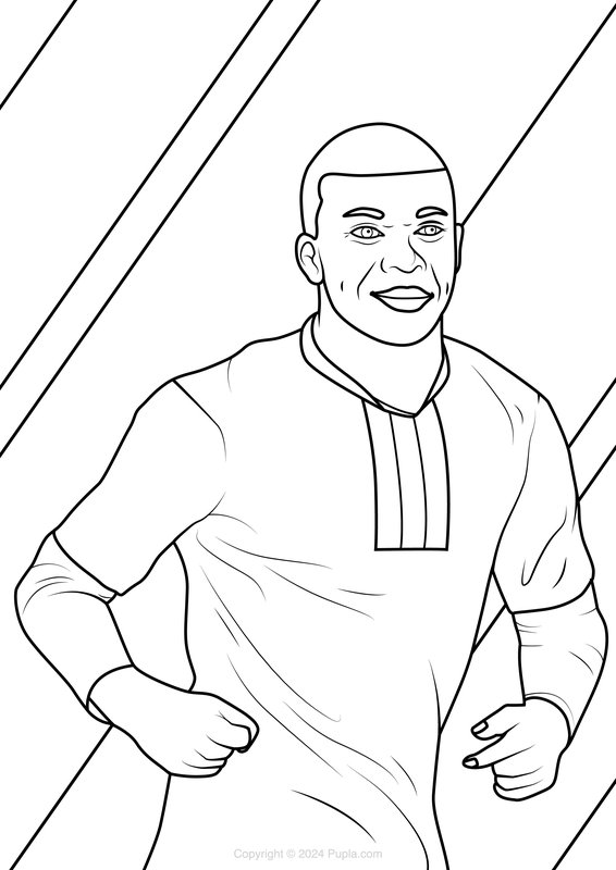 Mbappe läuft coloring page for children
