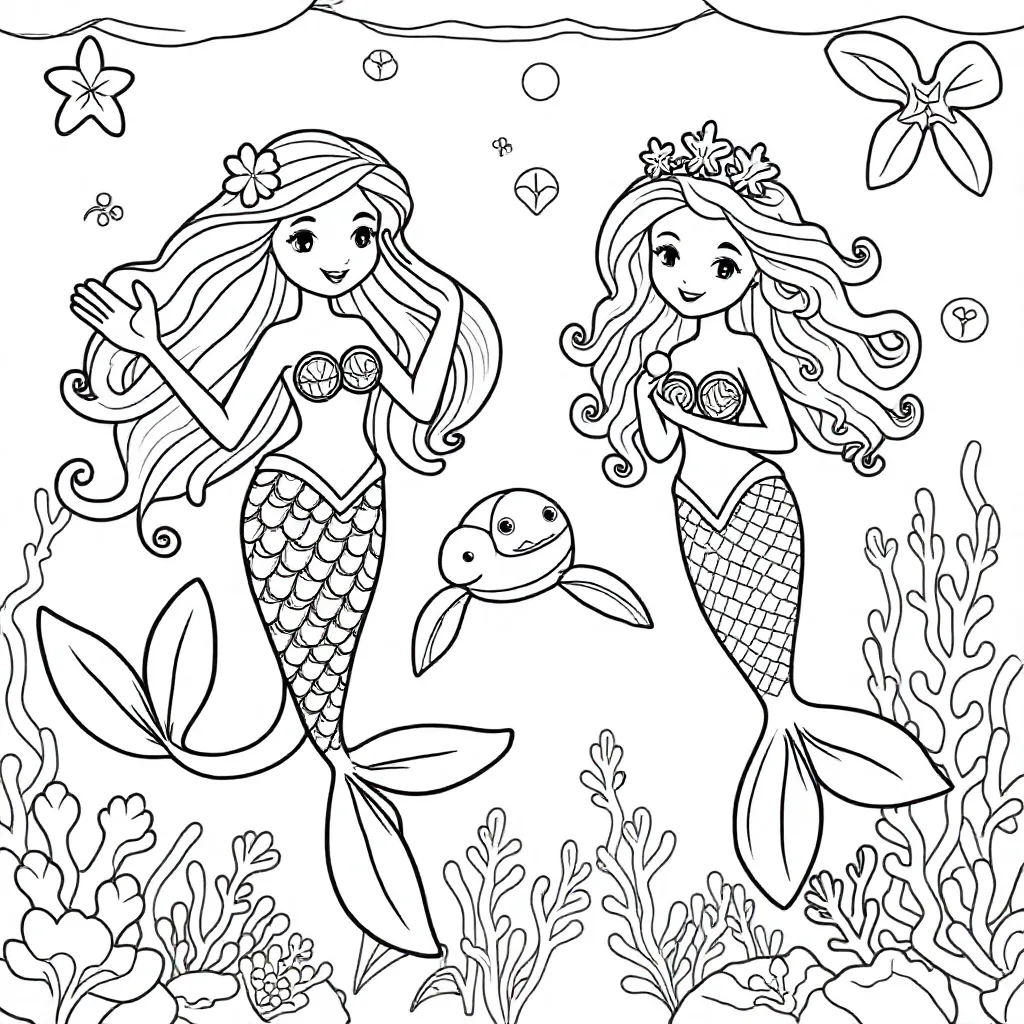 meerjundfrauen kleurplaat voor kinderen