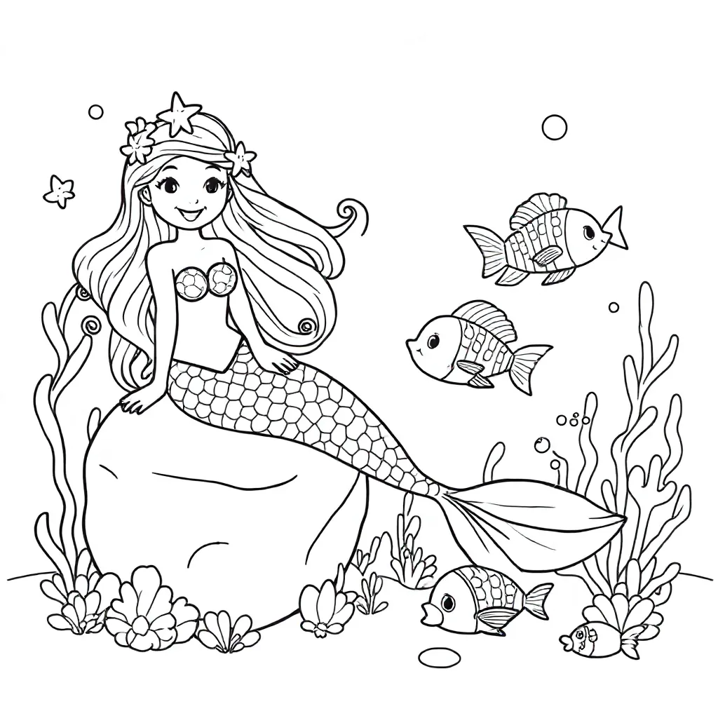 meerjundfrauen kleurplaat voor kinderen