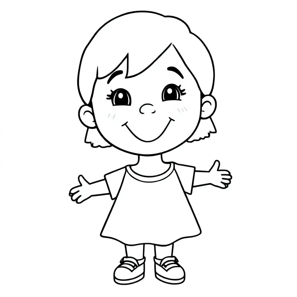 Feuille de coloriage gratuite Fille avec syndrome de Down Feuille de coloriage pour enfants