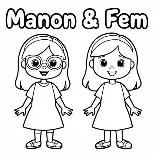 meisjes van 9 jaar met en zonder bril kleurplaat voor kinderen