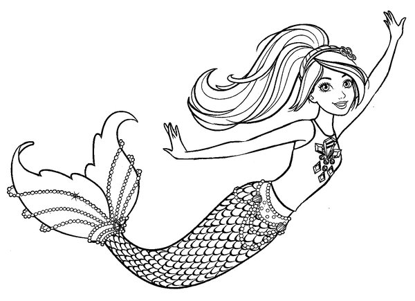 Mermaid Barbie coloring page for children