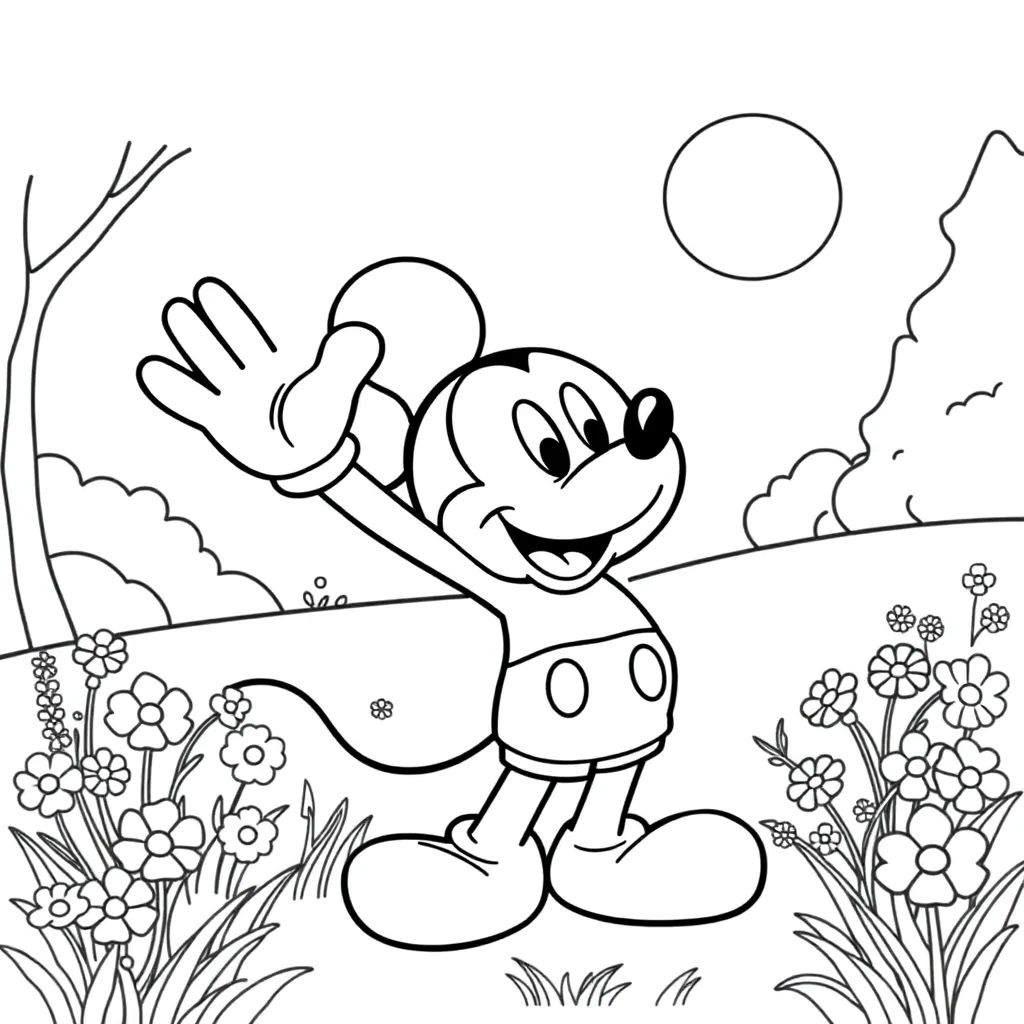 Mickey Mouse Disney Cartoon Kindertekening Creatief coloring page for children