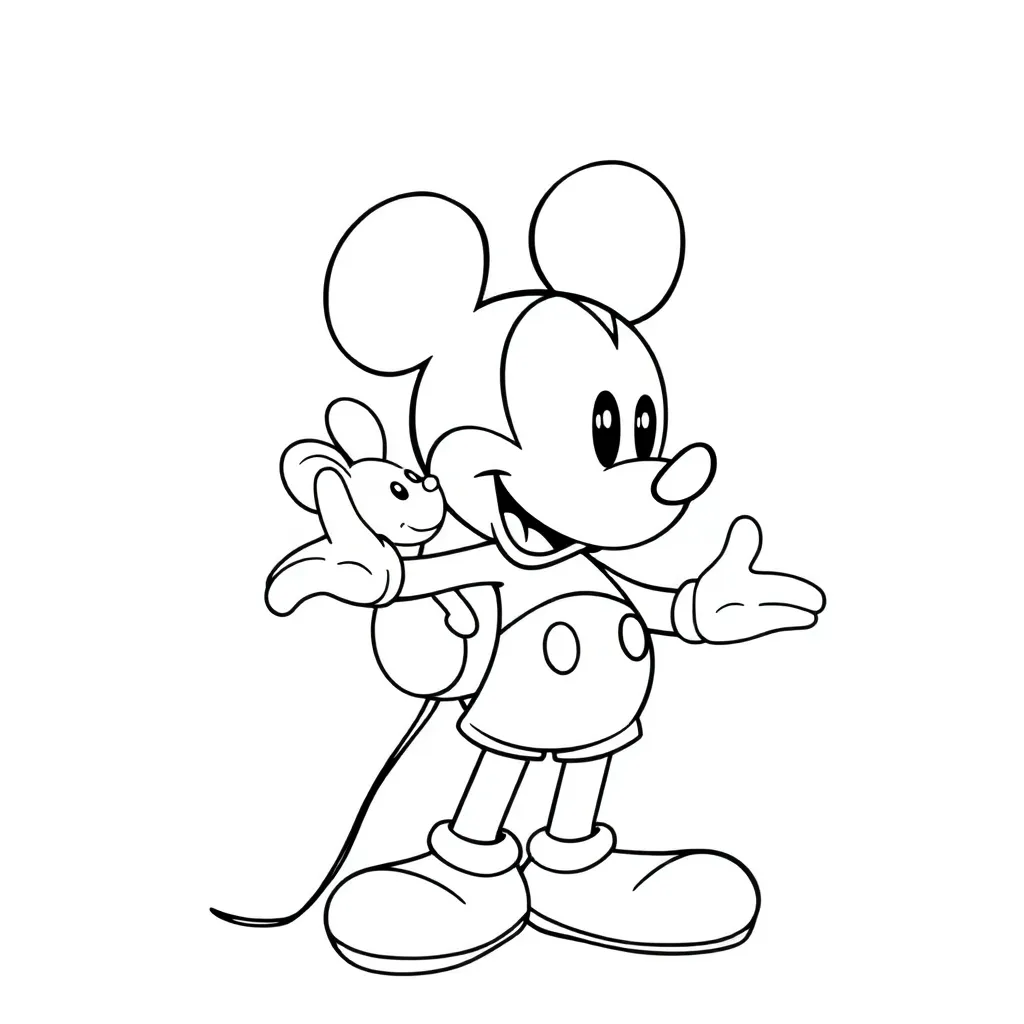 Plantilla de Coloreado Gratis Mickey Mouse Dibujo de Animación Disney Infantil Alegre