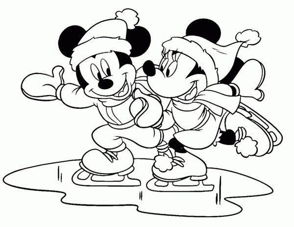 Mickey Mouse En Minnie Schaatsen coloring page for children