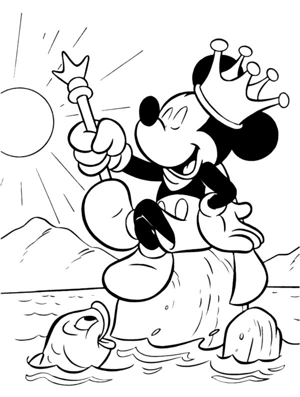 Mickey Mouse Koning Water coloring page for children