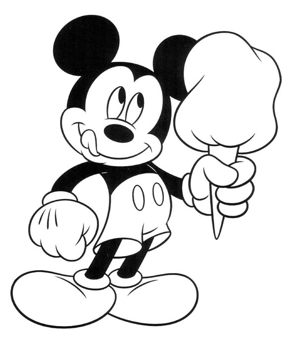Mickey Mouse mangeant de la glace coloring page for children