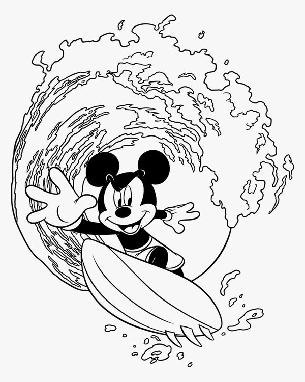 Mickey Mouse Surf coloring page for children