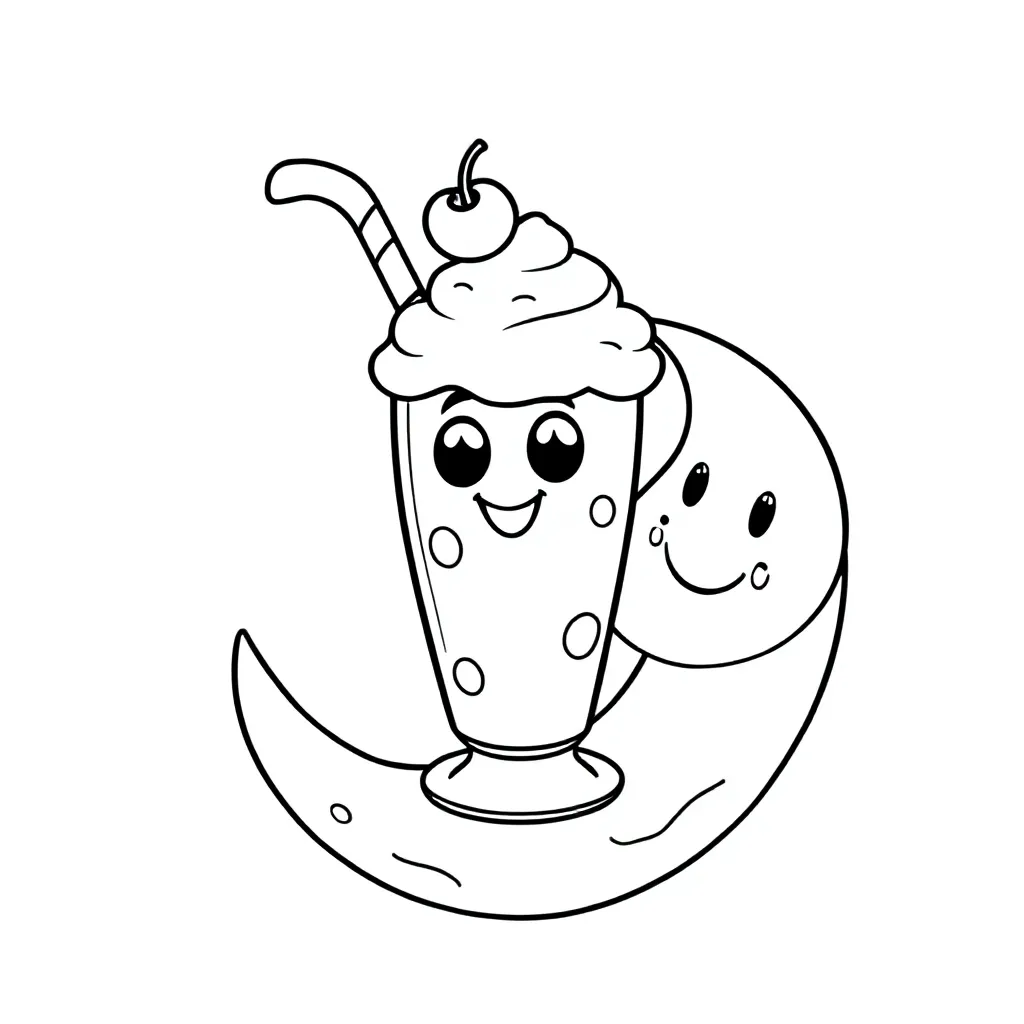Milkshake Op De Maan coloring page for children