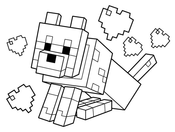 Minecraft Hond coloring page for children