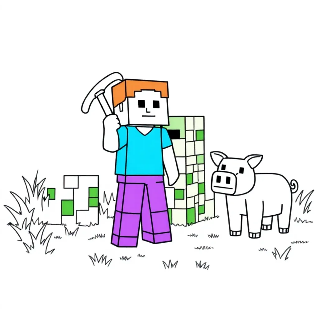 Feuille de coloriage Minecraft gratuite pour enfants