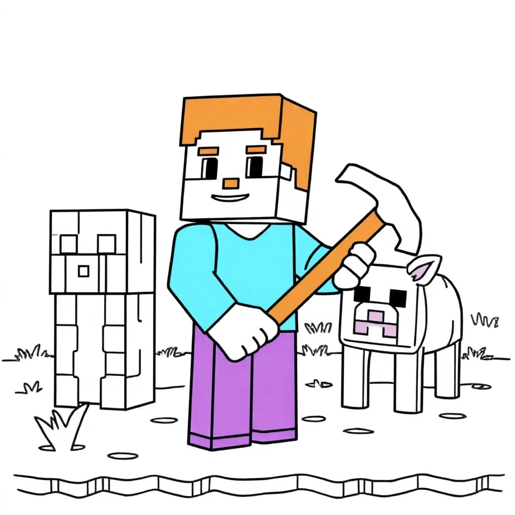 Feuille de coloriage Minecraft gratuite pour enfants